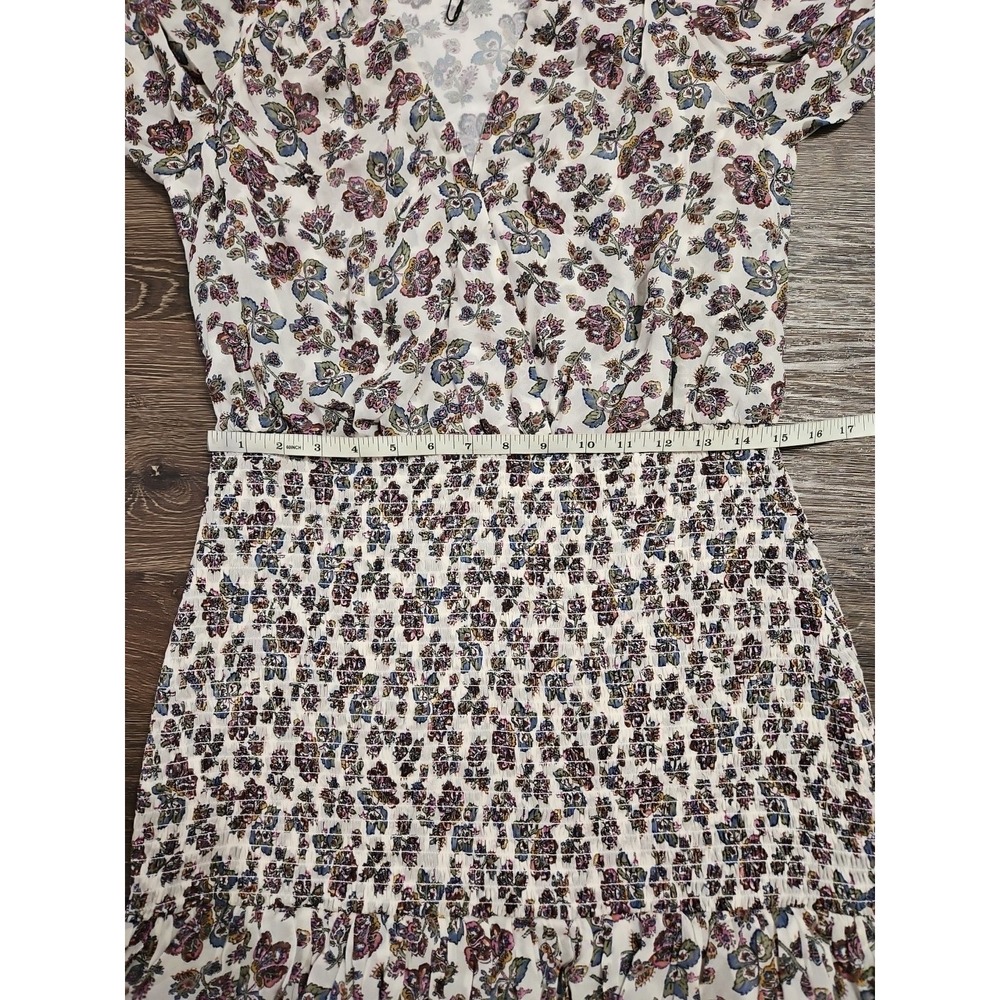 Veronica Beard Saera Floral Print Smocked Chiffon Minidress Sz 6 - Picture 8 of 13